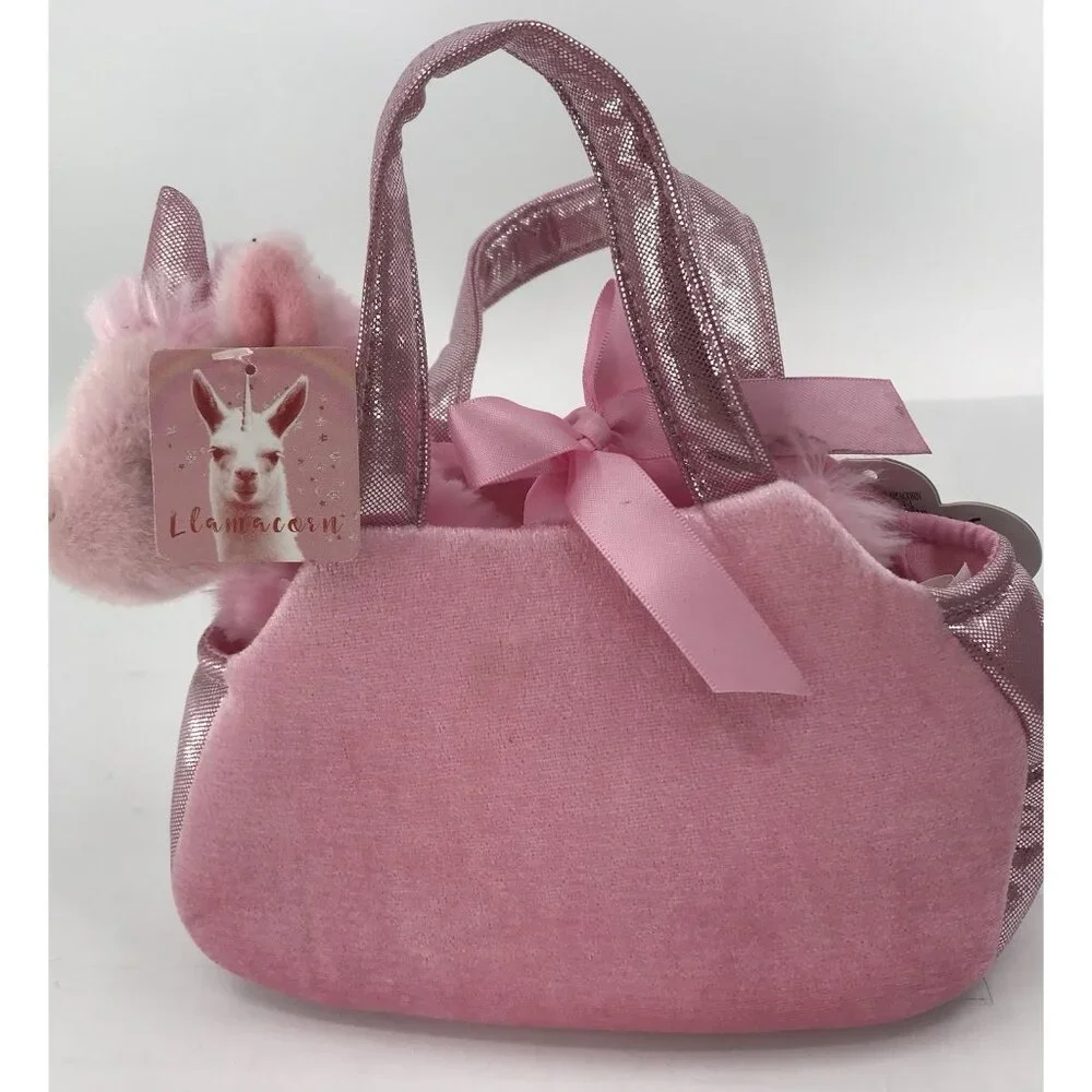 FANCY PALS PINK TOY PET CARRIER PURSE BAG W/ UNICORN PLUSH‎ AURORA